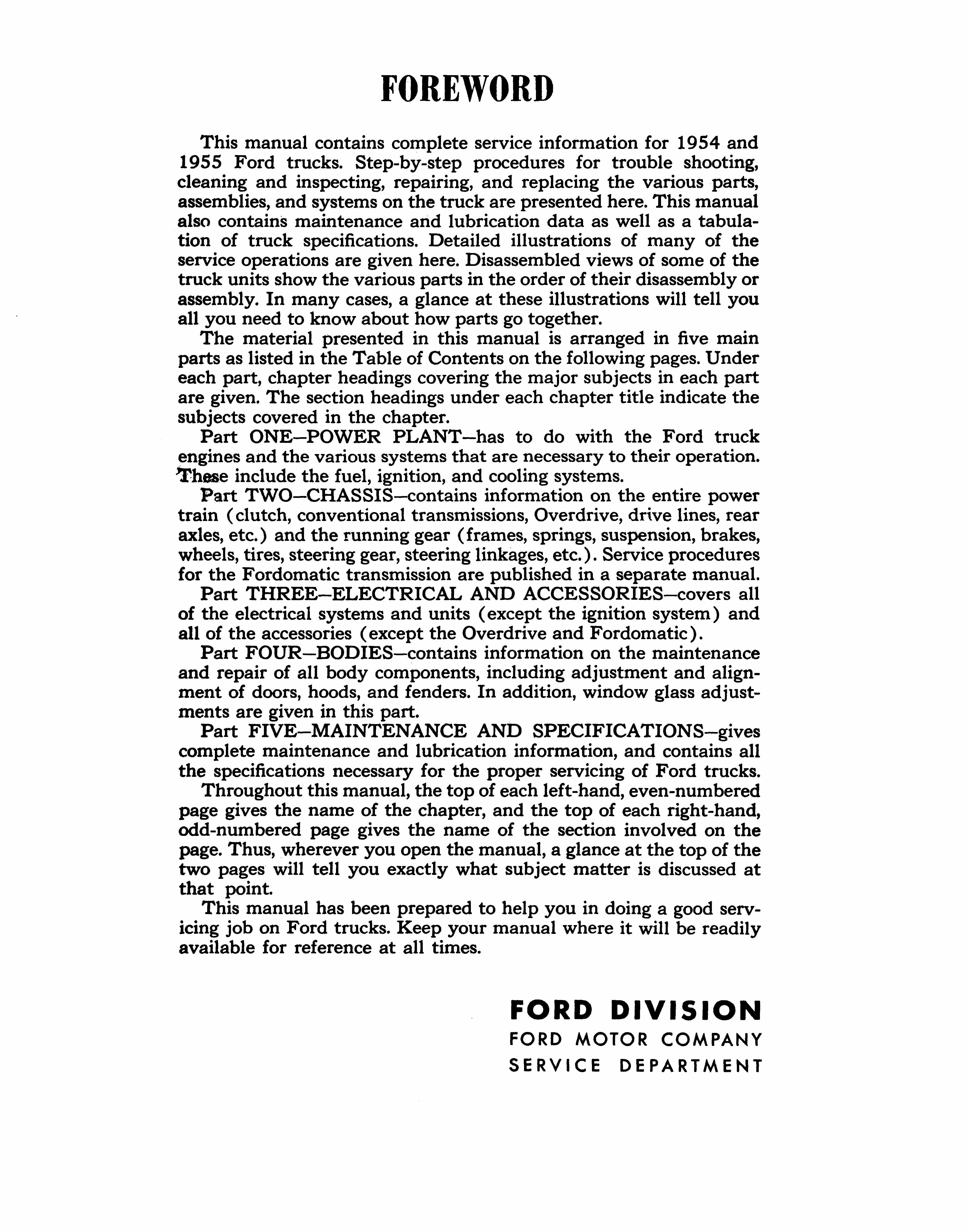 1954-1955 Ford Truck Repair Manual